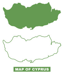 Fototapeta premium Simple Cyprus Outline flat map style vector illustration set