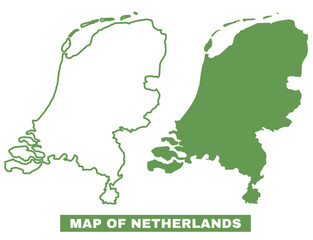 Simple Netherlands Outline flat map style vector illustration set