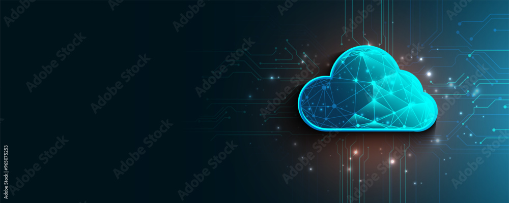 Poster technology concept background of communication circuit board network storage cloud
