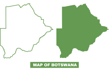 Simple Botswana Outline flat map style vector illustration set