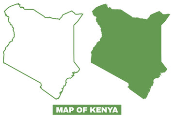 Simple Kenya Outline flat map style vector illustration set