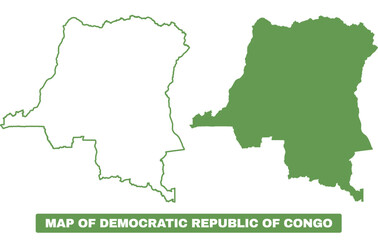 Simple Democratic Republic of the Congo Outline flat map style vector illustration set
