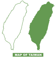 Simple Taiwan Outline flat map style vector illustration set