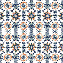 Seamless pattern with ikat boho