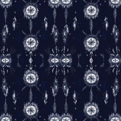 Seamless pattern with ikat boho