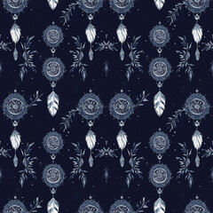 Seamless pattern with ikat boho