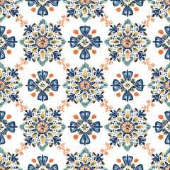 Seamless pattern with ikat boho
