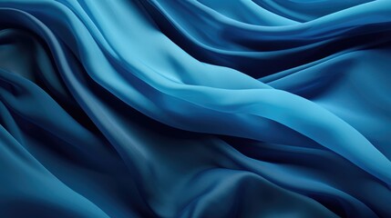 Obraz premium A beautiful abstract background of blue fabric with soft folds and curves. The fabric is smooth and silky, creating a luxurious and elegant feel.