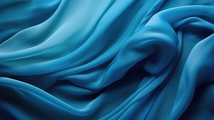 A beautiful abstract background of flowing blue fabric. The soft, smooth texture and elegant curves create a sense of movement and luxury.