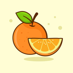 Orange cartoon vector illustration. Suitable for fresh fruit design element. Orange slice vector.