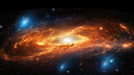 Fototapeta premium A breathtaking view of a swirling galaxy, with vibrant colors and a dense cluster of stars.