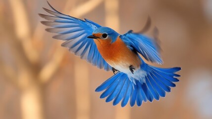 Bluebird with Open Wings