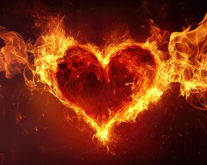 Passionate Flame: A Symbol of Love and Passion in Abstract Fiery Background