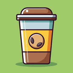 A cute cup of coffee with beans Love Foam With Beans Cartoon Icon vector Illustration clipart design