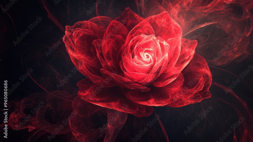 Poster red rose fantasy: abstract background with stylish spiral patterns