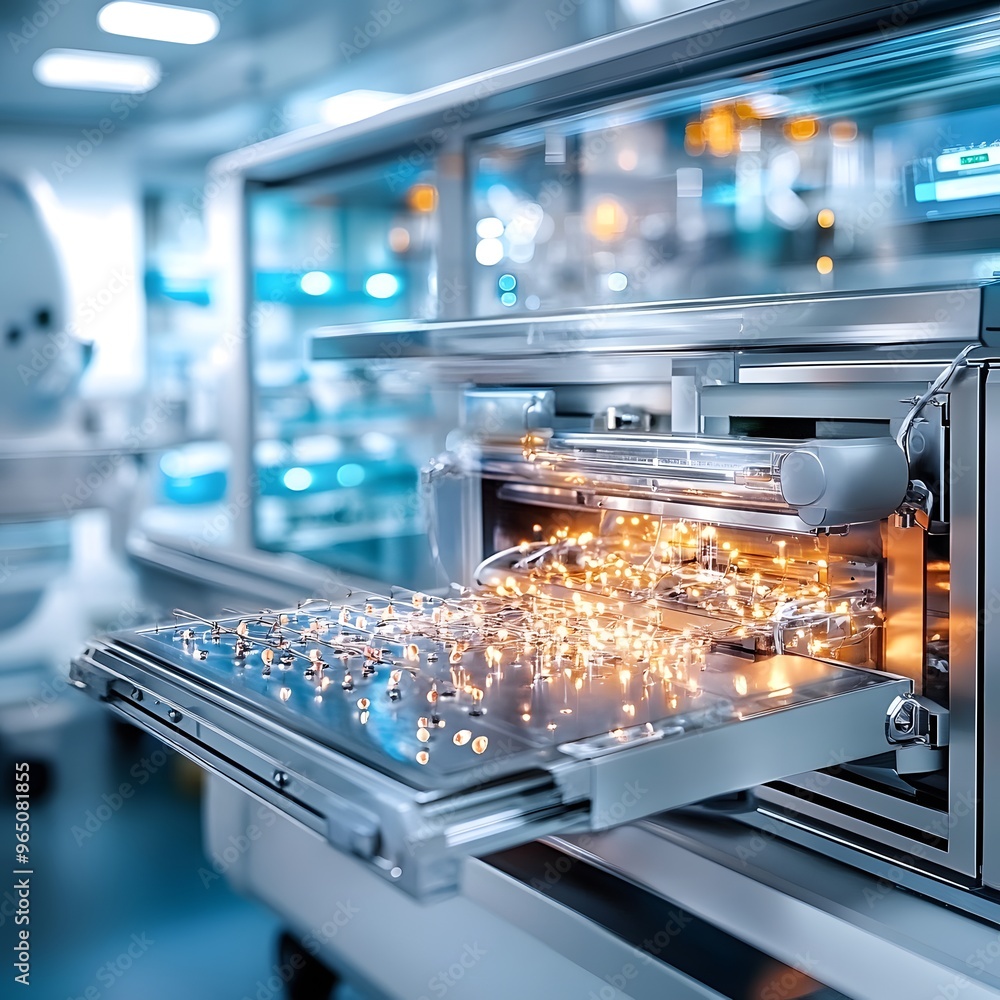 Poster Automated Production Line With LED Lights.