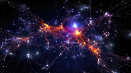 Fototapeta premium A mesmerizing abstract background with a web of glowing lines and stars, creating a sense of cosmic energy and connection.