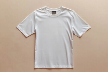 Simple Tshirt Flatlay mockup in beige background created with generative AI