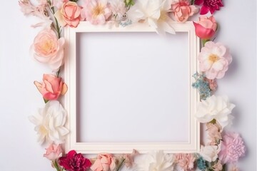 a white frame with flowers on it and a white frame.