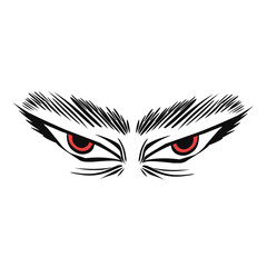 Cartoon angry expression eye design with transparent background. Perfect for stickers, tattoos, icons, stamps