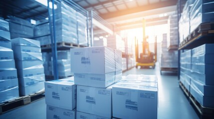 A stack of cardboard boxes in a warehouse, ready to be shipped.