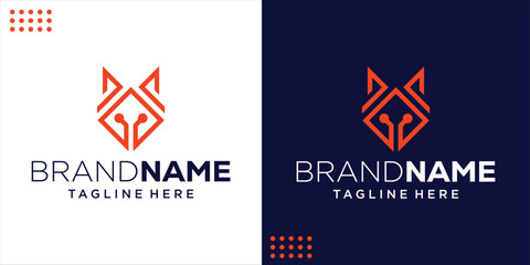 Creative Cyber ​​Wolf Logo Technology, Design Inspiration, Illustration, Vector