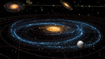 Obraz premium A stunning illustration of a spiral galaxy with a bright core, surrounded by a ring of stars and dust.