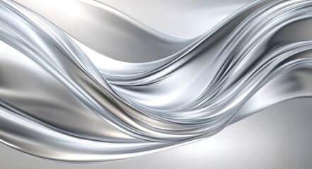 Silver Flow: Abstract Modern Design with Elegant Silver Wave on Bright Background