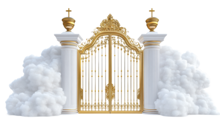 Pearly Gates with Clouds and Heaven Isolated on transparent Background, png file