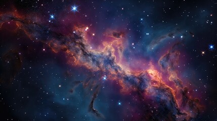 Fototapeta premium A stunning view of a nebula in deep space, with swirling clouds of gas and dust illuminated by distant stars.