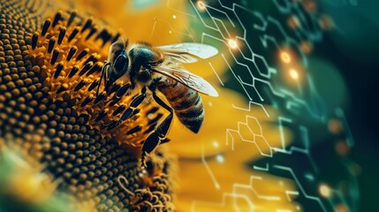 bee pollinating a vibrant sunflower