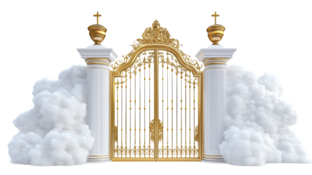 Pearly Gates with Clouds and Heaven Isolated on transparent Background, png file