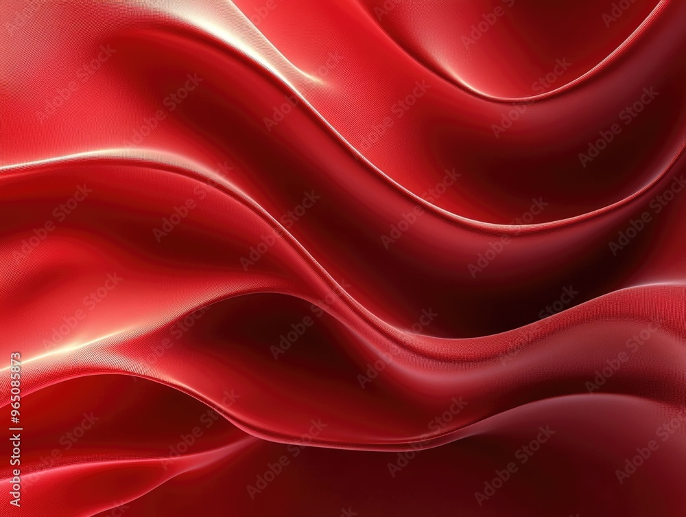 Poster crimson swirls: abstract red wave design with soft shadows and modern style