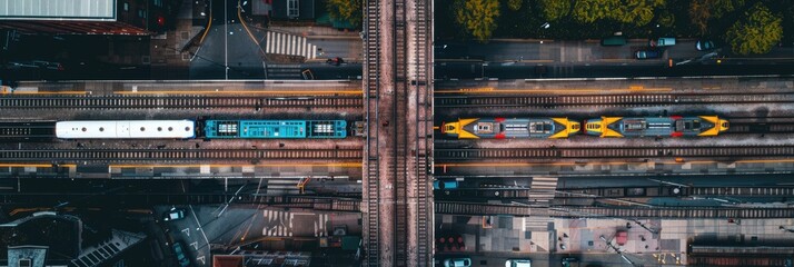 Aerial Perspective of Trains