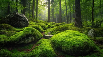 green moss on the tree