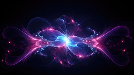 Fototapeta premium A vibrant abstract design with swirling lines and glowing orbs in shades of pink and blue. The image evokes a sense of energy and movement.