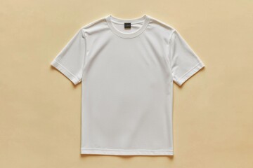 Simple Tshirt Flatlay mockup in beige background created with generative AI