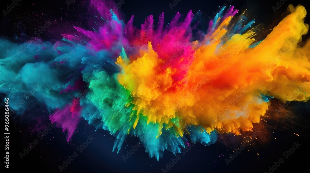 Poster a vibrant explosion of color creates a stunning abstract background. the colors blend and swirl, cre