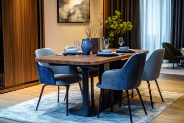Elegant Dining Room Interior with Modern Design and Classic Furniture