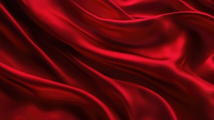 Obraz premium Scarlet Silk Elegance. A Luxurious Red Silk Texture with Flowing Waves