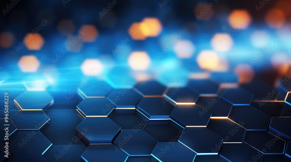 Poster abstract geometric background with glowing hexagons. a futuristic and modern design. perfect for tec