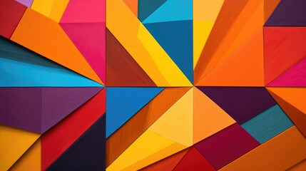 Obraz premium Abstract geometric pattern with vibrant colors. The image features a variety of shapes and colors, creating a dynamic and eye-catching design.