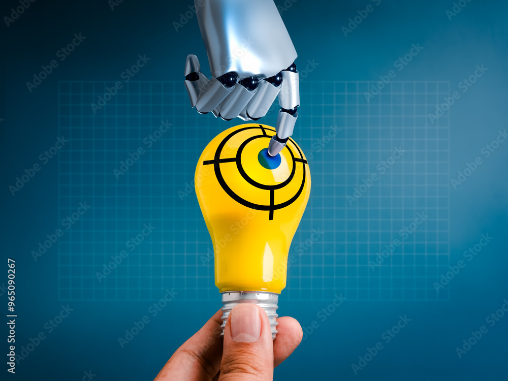 Poster generative ai, machine learning technology, innovation, creative trends and idea concept. robot hand