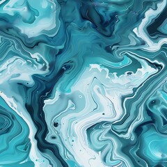 Obraz premium A marbling art pattern featuring swirling shades of blue, teal, and white, creating fluid waves and organic shapes. 8k UHD, suitable for high-quality printing or digital display. 