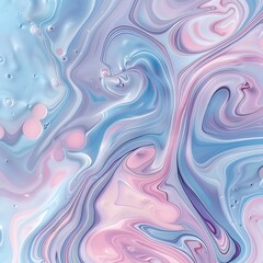 Obraz premium A pastel-themed marbling art composition with soft pink, lavender, and baby blue, forming smooth curves and fluid movements. 8k UHD, suitable for high-quality printing or digital display. 