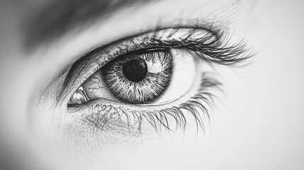 Fototapeta premium A close-up view of a detailed human eye highlighting intricate patterns, textures, and the natural beauty of the iris and eyelashes