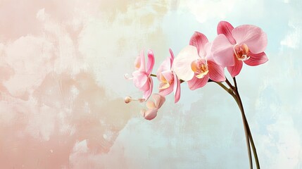 Pink Orchids with Delicate Petals Against a Soft, Whimsical Background