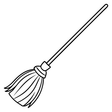 recommend clip art: broom outline coloring book page line art illustration digital drawing