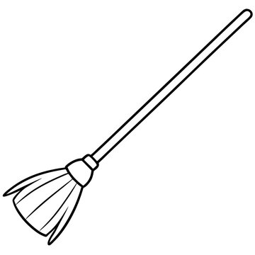 recommend clip art: broom outline coloring book page line art illustration digital drawing