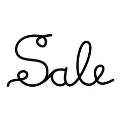 Continuous line word Sale. Discounts on things, profitable purchases in stores, sale. Vector illustration on white background. Eps 10.